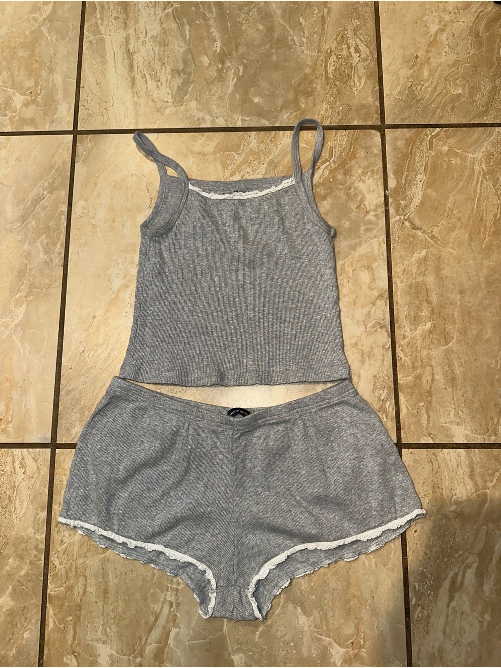 grey ribbed cotton Brandy Melville Set